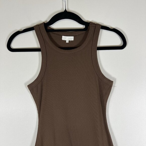 Meshki‎ Dress Women's Small Brown Ribbed Knit Side Slit Bodycon Sleeveless - Picture 3 of 10